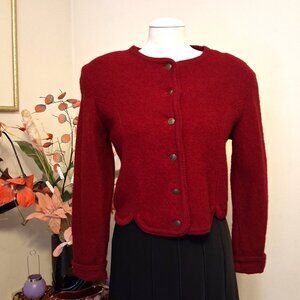 Vintage Braemar Jeremy Scott Wine-red Burgundy 100% Wool Fall Winter Jacket